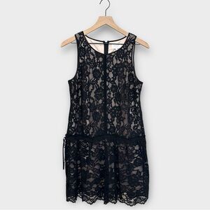 Laundry by Shelli Segal Lace Mini Dress Size 8P‎ Petite Black Sleeveless